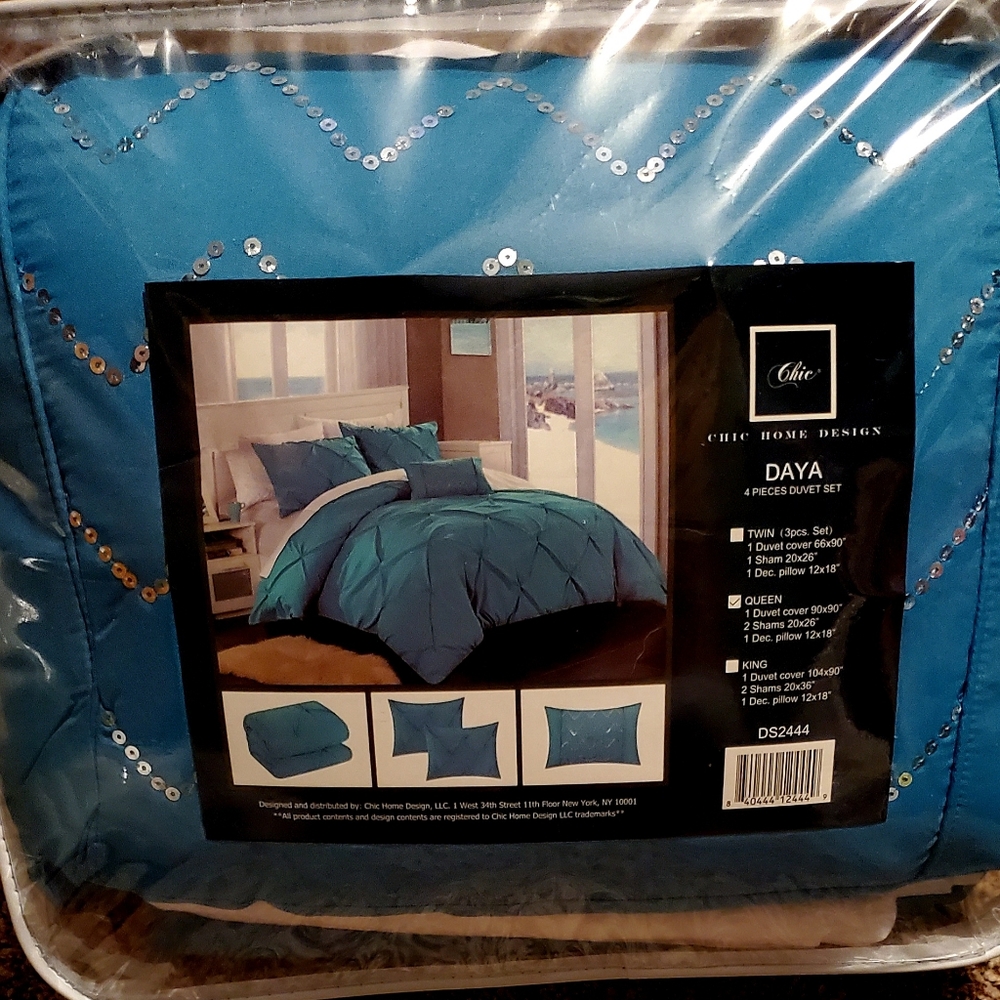 Chic Home Design DAYA 4 piece turquoise duvet set